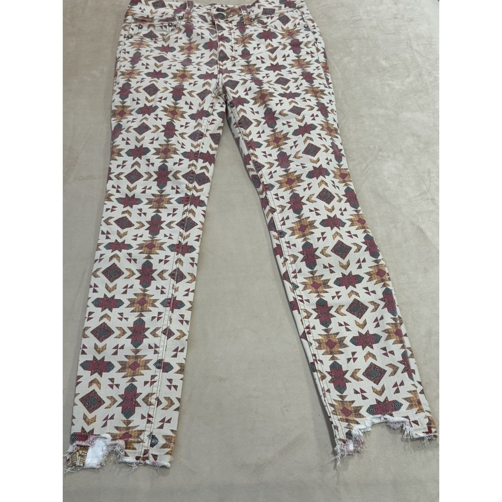 Free People We The Wild Child Printed Skinny Jeans Ivory Size 28 #OB1100417 NWT - Picture 4 of 16